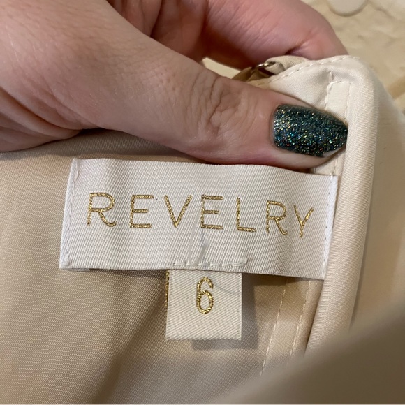 Revelry Paloma Chiffon Ruffle Front Maxi Dress in Champagne - Picture 12 of 12